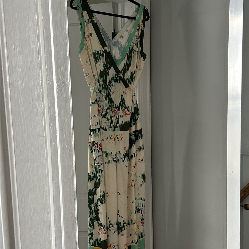 Stylish Green and Cream Patterned Jumpsuit